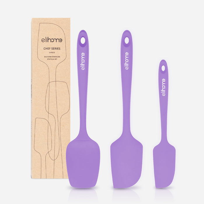 3 Piece Silicone Spatula | Purple Silicone Spatula | Elihome